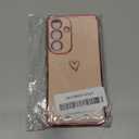 DEFBSC Compatible with Samsung Galaxy S24/S25 Case with Gold Heart, Luxury Plating Edge Bumper Cute Case with Full Camera Protection for Women Girls, Anti-Scratch Shockproof Phone Cover, Pink