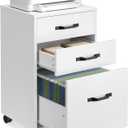 VASAGLE Mobile File Cabinet, 3 Drawers Filing Cabinet with Wheels, for Home Office, for A4, Letter Sized Documents, Adjustable Hanging Rail for File Folders, Cloud White UOFC065WB02S