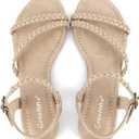 Greatonu Women’s Flat Sandals Slip On Summer Gladiator Open Toe Braided Slingback Shoes 9