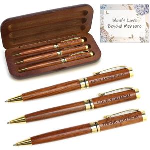 Renawe Cool Wooden Pens with Pen Box Gift for Mom, Mother In Law, Christmas, Mother's Day, Birthday Ideas, Cute Engraved Pens, Unique Presents for New Mom from Daughter Son