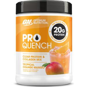 Optimum Nutrition Pro Quench, 10g Clear Protein, 10g Collagen peptides & Electrolyte Powder Drink Mix, Tropical Orange Mango, 20 Servings, 520 Grams 
