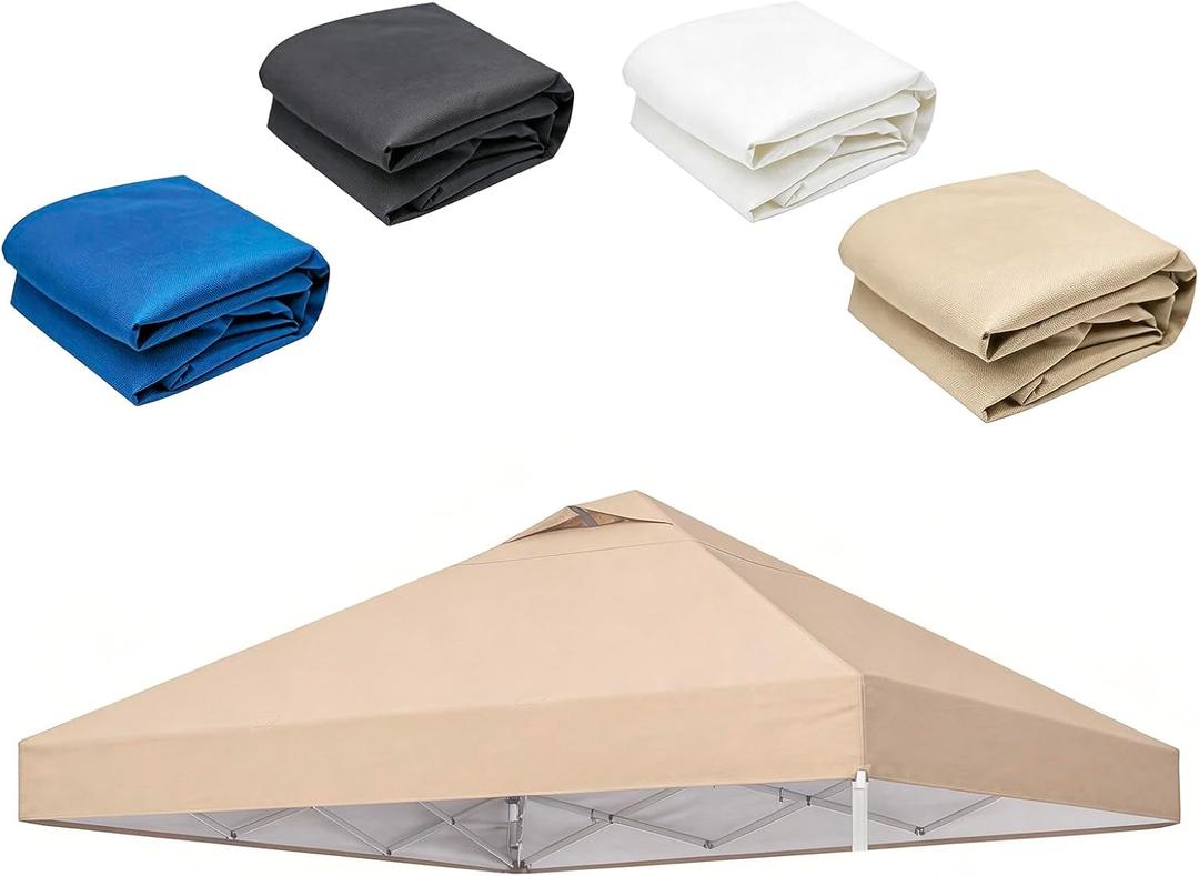 10x10ft Replacement Canopy Top with Air Vent— Instant Canopy Top Cover ONLY,Canopy Tent Top Cover for Straight Leg Canopy Frame - for Outdoor Garden Patio Sun Shade (Khaki)