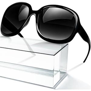 miyya Bug Eye Oversized Polarized Sunglasses Womens, Trendy Retro Sun Glasses for Women 2025, Oversized UV Protection Shades (Black/Black)