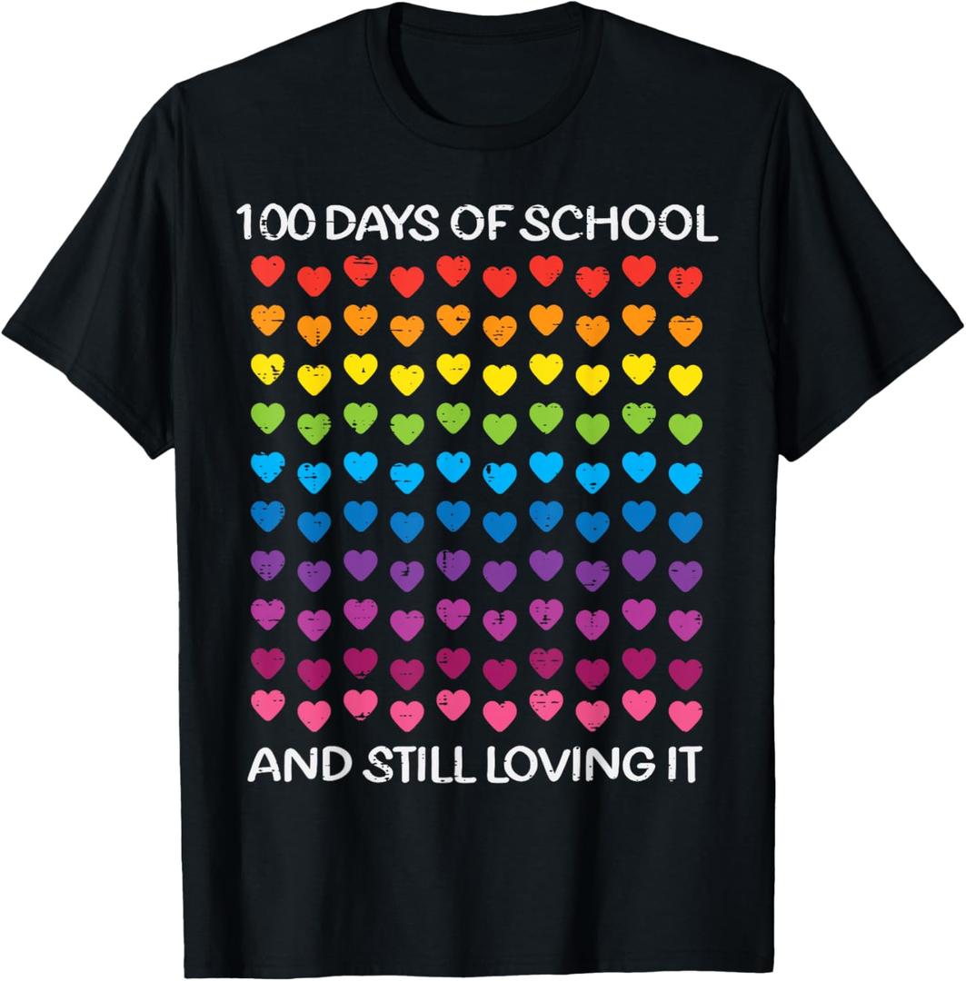100th Day Of School Shirts 100 Days Kids Gifts 100 Days Of School Still Loving It Hearts 100th Day Youth - Small