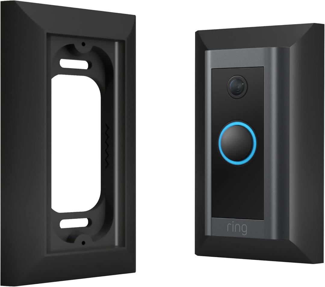 Genuine Wall Plate for Ring Video Doorbell Wired(Model 5AT3T5) - Premium Ring doorbell Mount - Black
