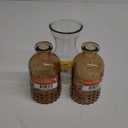 Amber Ridged Glass Vases, Set of 2 & One Clear Vase