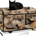 Indestructible Heated Cat House for Outside Cats Winter, 100% Weatherproof, Safe Escape Door, Insulated Outdoor Cat Shelter with Heater for Feral Barn Cat Kitty (Desert Camouflage, 26"x17"x14")
