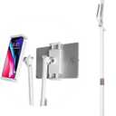 Tablet Floor Stand, Overhead Bed Phone Mount, Height Adjustable Universal Metal Tablet Holder, Phone Stand Compatible with iPad/iPhoneX/iPad Pro Phone, Kindle, 4.5-12.9", Light White 