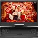 16.9" Portable DVD Player with 14.1" Large HD Screen,High Volume Speaker,4-6 Hours Built-in Rechargeable Battery,Support USB/SD Card/Sync TV and Multiple Disc Formats,Region Free,Remote Control,Black