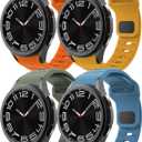 Rugged No Gap Silicone Watch Band for Samsung Galaxy Watch 7 FE 6 5 4 Band 44mm 40mm/Galaxy Watch 6 Classic Bands 47mm 43mm/Galaxy Watch 5 Pro 45mm/Watch 4 Classic 46mm 42mm,Sport bands Men Women (06-Orange/Yellow/blue/Green)