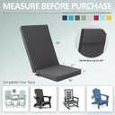 Outdoor Adirondack Chair Cushion - Removable Cover, Water-Repellent, Fade-Resistant, Non-Slip Bottom & Securing Straps, Universal Fit for Most Adirondack & Rocking Chairs - Dark Grey, 45''x20''
