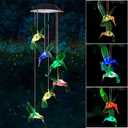 SIX FOXES Wind Chime, Solar Hummingbird Wind Chimes Outdoor/Indoor, Birthday Gifts for Mom Grandma, Mother Outdoor Decor, Yard Decorations, Memorial Wind Chimes, Mom's Best Gifts,
