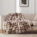 COOVA Faux Rabbit Fur & Flannel Throw Blanket 50x60 Inch - Luxury Fuzzy & Cozy Soft Blanket for All Seasons, Breathable and Comfortable for Bed, Sofa, Couch, and Camping, Tie Dye Brown
