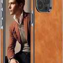 LOHASIC for iPhone 15 Pro Case, Classic Elegant Leather Luxury Slim PU Flexible Bumper Non-Slip Grip Shockproof Full Body Protective Cover Men Women Phone Cases for iPhone 15 Pro 6.1" (2023) - Brown (Khaki)
