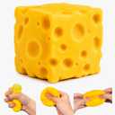 Cheese Squishy Toy, 1 Pack Soft Cheese-Shaped Squeeze Toy for Stress Relief, Big Cheese Squishy, Sensory Fidget Desk Toy for Office, Novelty Gifts for Adults - Yellow 1 Pack