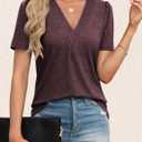 Agnes Urban Womens Tops Dressy Casual V Neck Short Sleeve Shirts Summer Loose T Shirts Trendy Tops Tunic Blouses (XL)