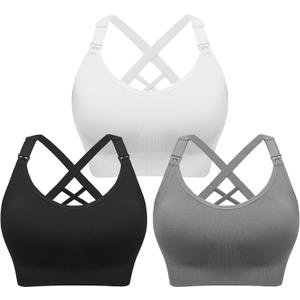 Angelhood Nursing Bras for Breastfeeding, Seamless Nursing Sports Bra Support Yoga Maternity Bras Pregnancy Sleep Bralette, XL