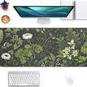 Sage Green Floral and Plant Desk Pad Mouse Pad,Large Gaming Mouse Mat with Stitched Edges,Non-Slip Waterproof Rubber Base Mous Mat for Office Computer Keyboard Laptop Home(27.5X11.8 in)
