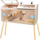 Reptile Terrarium with Stand & Ventilation - 33 Gallon Bearded Dragon Tank, Wood & Acrylic Enclosure, Reptile Tank Includes Waterproof Liner & Screwdriver (32.7" L x 14.5" W x 16.3" H)