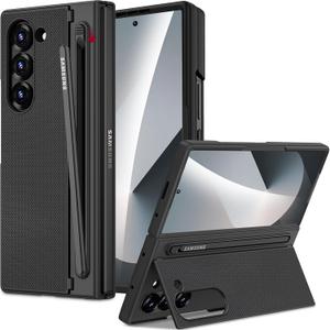 Miimall for Samsung Galaxy Z Fold 7 Case with S Pen Holder Slot [Military Grade Drop][Built-in Clear Screen & Invisible Kickstand] Slim Thin Protective Phone Case for Galaxy Z Fold 7 Cover Pen Black