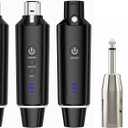 Wireless XLR Microphone System (2 Transmitter & 1 Receiver) 2.4Ghz, XLR Mic Adapter for Dynamic Microphone, Audio Mixer, Electric Guitar Bass, 48V Phantom Power for Condenser Mic, 160ft Range