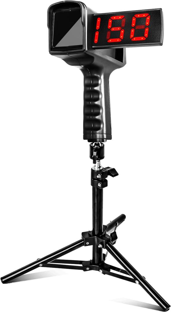 FITPLAY Baseball Radar Gun with Tripod, LED+LCD Large Display,Handheld Or Hand Free Speed Sensors Baseball Speed Training Equipment,Accurate Speed Radar Gun for Pitchers Or Hitters Measurement Speed