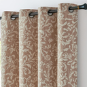 jinchan Blackout Curtains for Bedroom, Blue Scroll Floral Patterned Curtains 63 Inch Length for Living Room, Farmhouse Vintage Art Deco Drapes, Thermal Insulated Window Curtains Grommet 2 Panels, (Floral Taupe 80% Blackout)