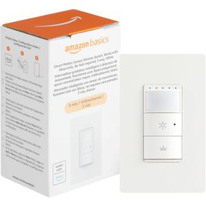 Amazon Basics Smart Motion Sensor Dimmer Switch, 3-Way, Works with Alexa Only, 2.4 GHz Wi-Fi, No Hub Required, Voice Control, White (1 Pack)