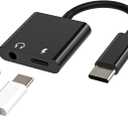 USB C to 3.5mm Audio Adapter Dongle 2 in 1 Dac Type C Jack Aux Headphone Splitter Charger Cord Accessories Cable for IPhone15 Ipad Pro Air Mini Compatible for Samsung Galaxy S23 S22 S21 Note10