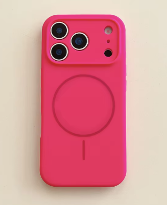 for iPhone 17 Pro Magnetic Case, Compatible with MagSafe, Soft Anti-Scratch Microfiber Lining, Slim Silicone Shockproof Protective Lightweight Phone Case for iPhone 17 Pro,  Hot Pink