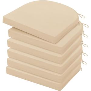 HARBOREST Outdoor Chair Cushions Set of 6, Water Resistant Patio Chair Cushions with Ties, Outdoor Seat Cushions for Patio Furniture, 17"x16"x2", Beige