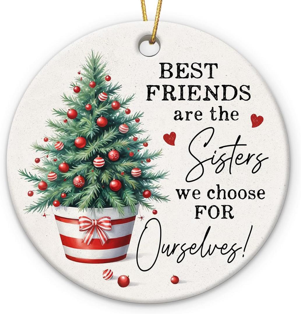 Friendship Christmas Ornaments 2025, Gifts for Friends, Soul Sisters, BFF, Work Besties, Ceramic Ornament for Christmas Decorations, Friendship Gifts for Xmas, Birthday