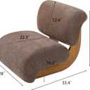  28" Modern Curved Boucle Accent Chair with Solid Wood Base, Mid-Century Armless Upholstered Slipper Lounge Chair for Living Room, Bedroom, Reading Nook, Natural + Brown