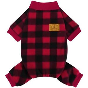 XPUDAC Dog Christmas Pajamas Plaid Doggie Clothes for Small Medium Dogs Girl Boy Fleece Dog Sweater for Winter Christmas(Small)