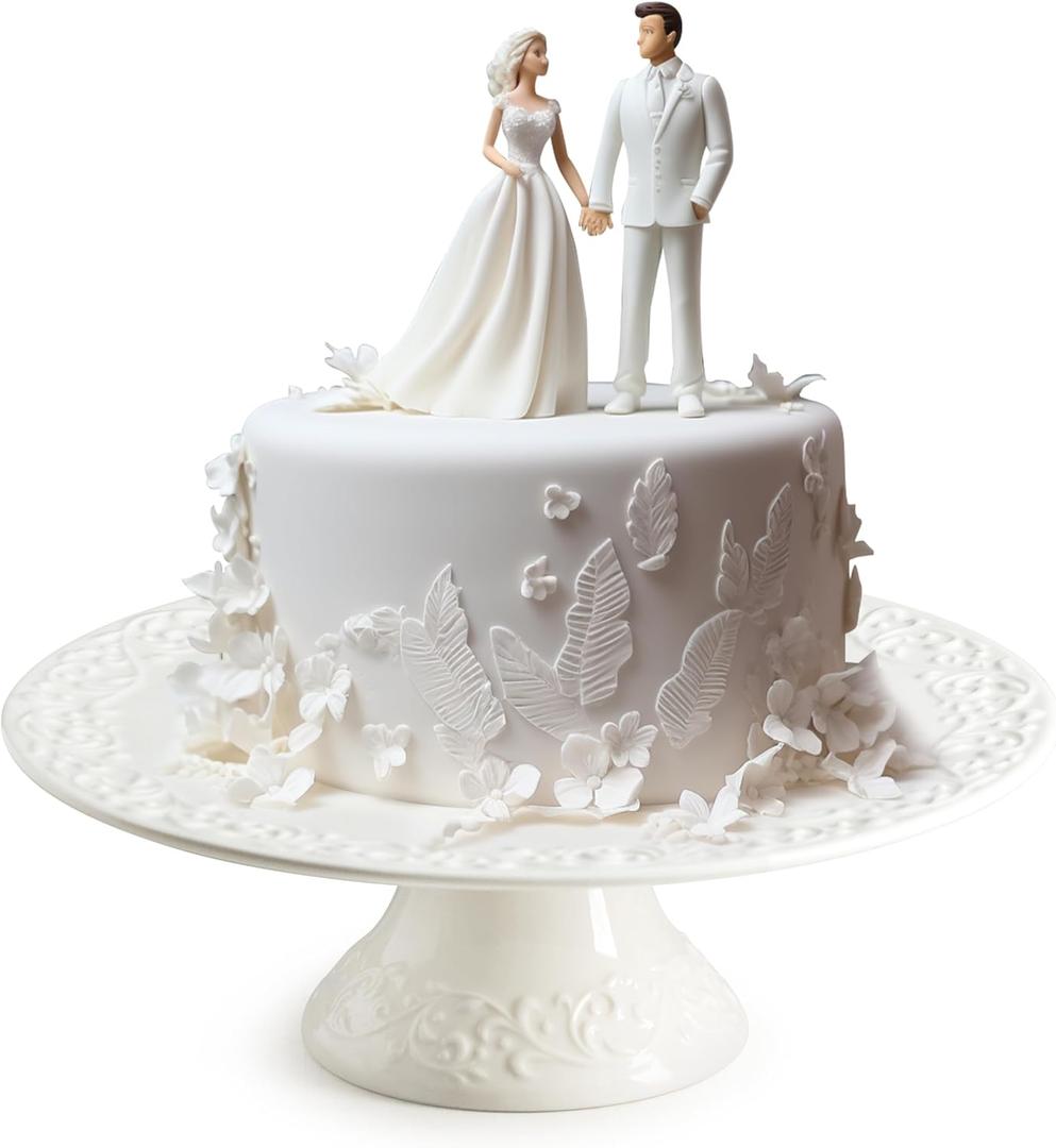 Wedding Cake Stand, White Cake Stand for Smaller Than 10 Inch Cakes, Christmas Porcelain Cake Plate for Party, Baby Shower, Birthday, Home Decorating Stand