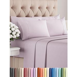 Queen 6 Piece Sheet Set - Cooling Sheets for Hot Sleepers - Hotel Luxury Bedding Set with 8-16 Inch Deep Pockets - 1 Flat & 1 Fitted & 4 Pillowcases - Soft, Easy Care & Wrinkle Free - Light Lavender