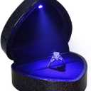 Luxury LED Lighted Engagement Ring Box - Heart Shaped Elegant Starry Sky Ring Case for Wedding Rings, Perfect for Proposal, Anniversary, Ceremony, and Gift Giving