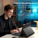 for Microsoft Surface Pro 11/10/9 13 inch 2024/2022 Case with Keyboard - Rainbow Backlit Keyboard Case - Built in Pencil Holder with Mouse - Black