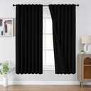 CUCRAF Blackout Curtains 54 Inches Length 2 Panels Set, Black Rod Pocket and Back Tab Window Curtain, Thermal Insulated Darkening Drapes for Bedroom Living Room (W52 x L54 Inch)