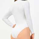 DAVID ARCHY Women's V Neck Long Sleeve Modal Soft Bodysuit Going Out Tops for Women (XL, White)