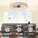 Modern Low Profile Ceiling Fans with Lights and Remote, 20" Wooden Flush Mount Reversible Bladeless Ceiling Fans with Light3000K-6000K Dimmable LED Timing and 6 Wind Speeds