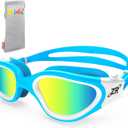 ZIONOR Kids Swim Goggles, G1 MINI UV Protection Anti-Fog Polarized Swimming Goggles for Age 6-14 (A2(mirrored Gold Lens + Bluewhite Frame))