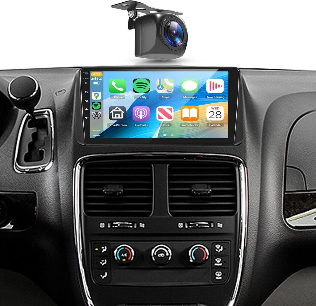 4+64G Car Stereo Radio for Dodge Grand Caravan 2008-2020 Town & Country 2011-2016 Android Wireless CarPlay Android Auto,9" IPS BT5.0,GPS,WiFi,SWC,59UI,32EQ DSP+Backup Camera for Grand Caravan Radio