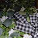Dremisland 12" Artificial Eucalyptus Wreath with Plaid Bow | Spring Summer Green Leaf Wreath for Front Door Window Porch Farmhouse Decor Festival Celebration Home Decor (White & Black Plaid-Small)