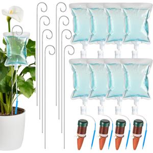 Norme Plant Drip Irrigation Set 500 ml Drip Water Bag Plant Waterer with Support Rod Stakes Self Watering Spikes Automatic Watering System for Potted Indoor Outdoor(12 Pcs)