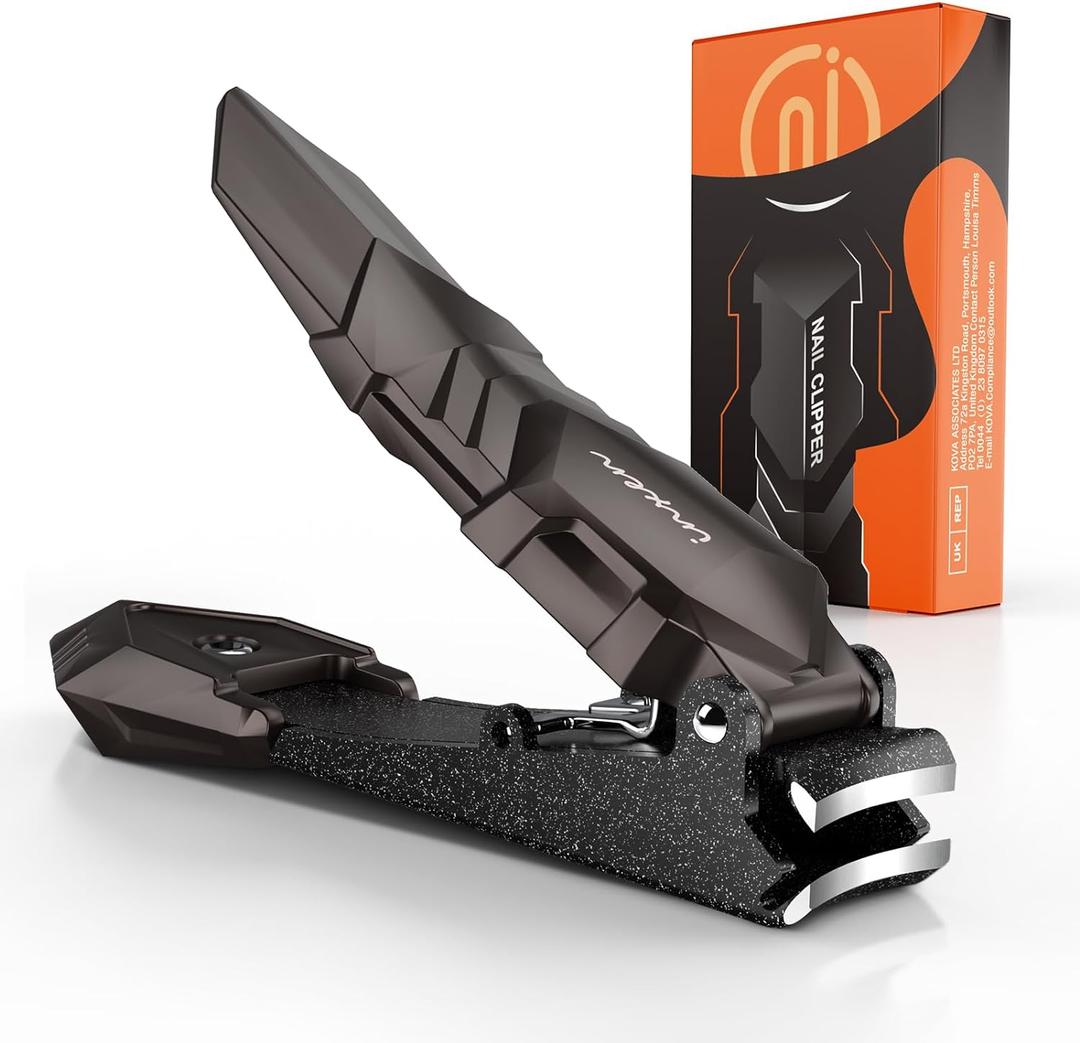 Nail Clippers for Men with Catcher  No Splash, Self-Collecting Premium Steel Clippers for Fingernails & Toenails, Ideal Gift & Grooming Gifts, Great Gadget & Stocking Stuffer Gift
