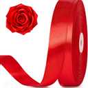 100 Yards 1 Inch Red Satin Ribbon, Solid Craft Fabric Ribbon for Christmas Gift Wrapping, Bows Making, Flower Bouquet, Wedding Party Decoration