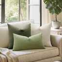 MIULEE Olive Green Couch Pillow Covers 20x20 Inch, Set of 2 Soft Chenille Decorative Square Throw Pillow Covers Farmhouse for Sofa Living Room Bed