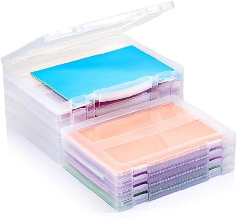 iBune 8-Pack A4 Plastic Paper Organizer Box, Scrapbook Storage for 8.5” x 11” Letter Papers, Portable Document Holder, Board Games Art Supplies Sticker Organizers (2 Inner Size), New ,but 1 damage