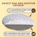 Donut Dog Bed Washable - Comfortable Round Pet Bed for Dogs, Cuddler Anti-Anxiety Bed with Removable Machine Washable Cover (Light Grey, Large)